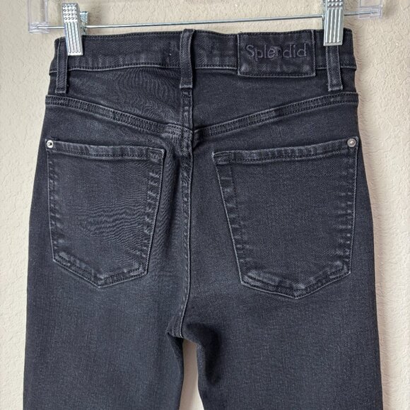 Splendid High Rise Cropped Ankle Essential Black Skinny Jeans - Picture 6 of 10